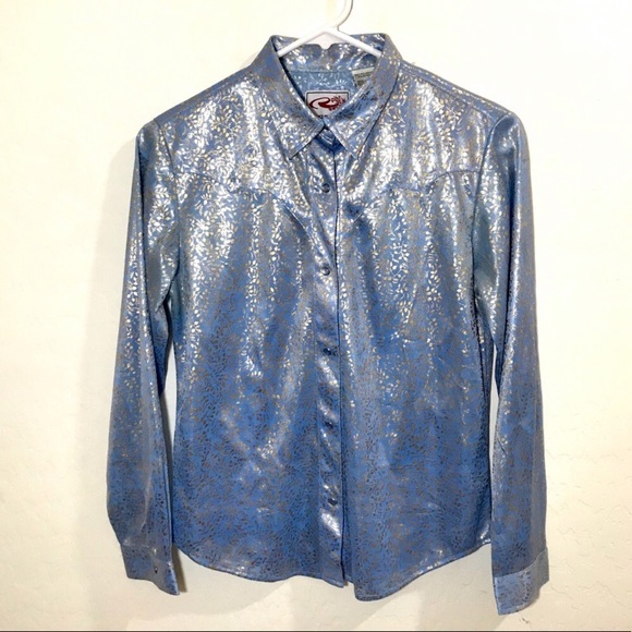 Roper Tops - Roper Size XL Shiny Metallic Button Front Top